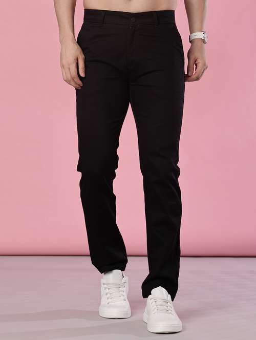 men solid mid rise casual chinos - 21997019 - Standard Image - 0