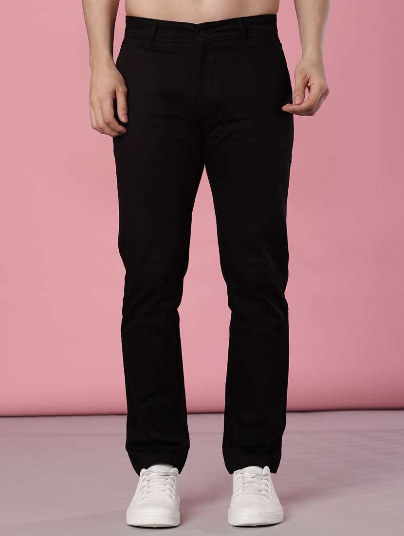 men solid mid rise casual chinos - 21997024 -  Zoom Image - 0