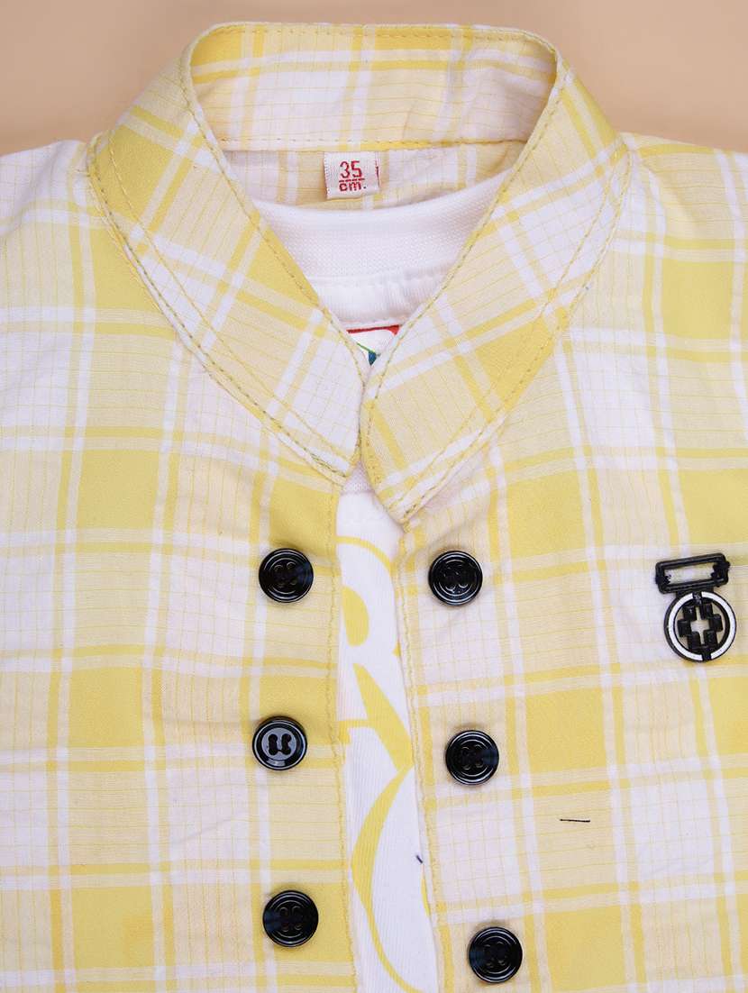 boys checkered shirt & shorts casual wear set - 21997090 -  Standard Image - 3