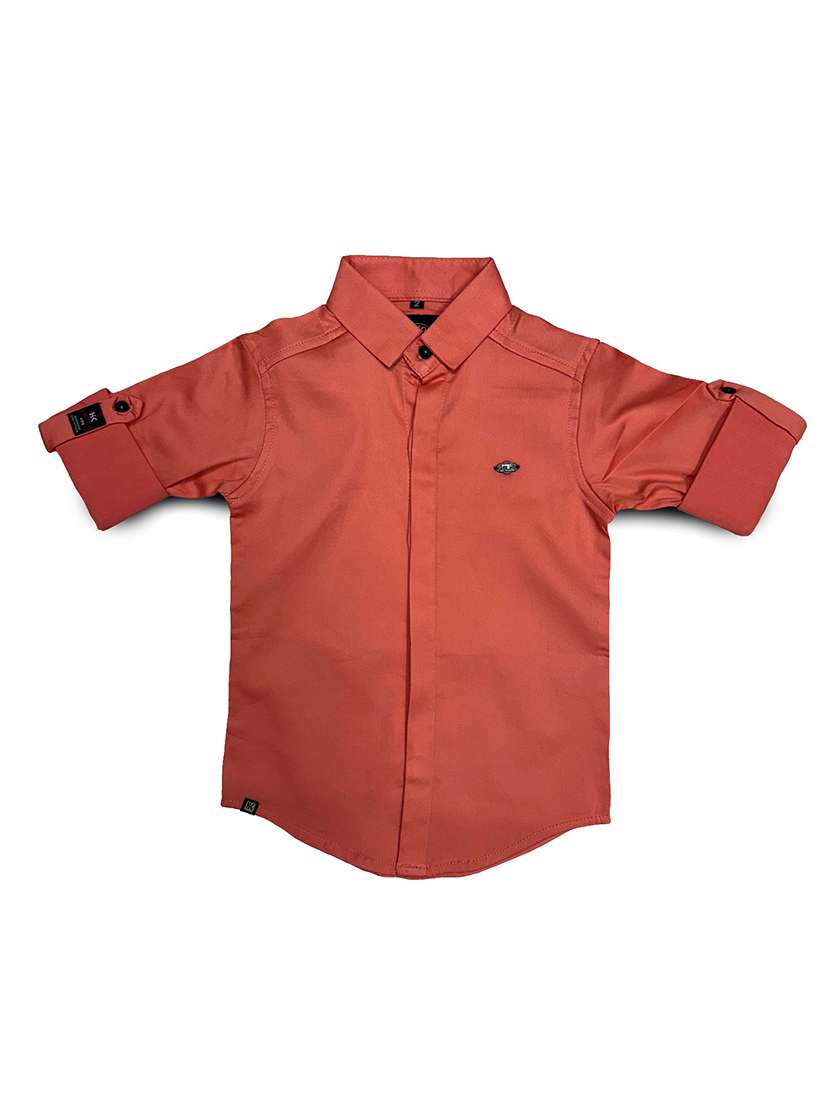 boys solid long sleeve casual shirt