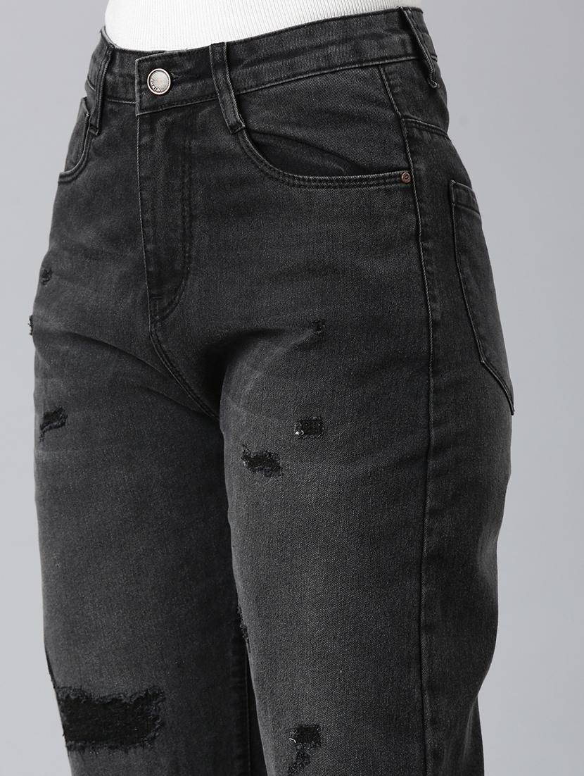 women distressed high rise straight fit jean - 21997121 - Standard Image - 5