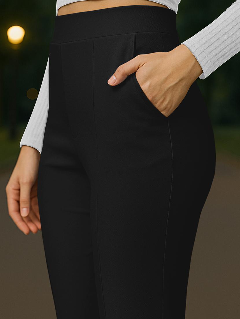 women solid high rise cigarette pants - 21997127 - Standard Image - 3