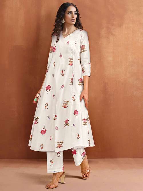 women floral printed three quarter sleeve kurta palazzo set - 21997153 -  Standard Image - 0