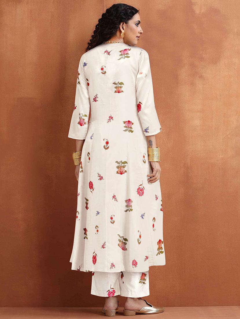 women floral printed three quarter sleeve kurta palazzo set - 21997153 - Standard Image - 3