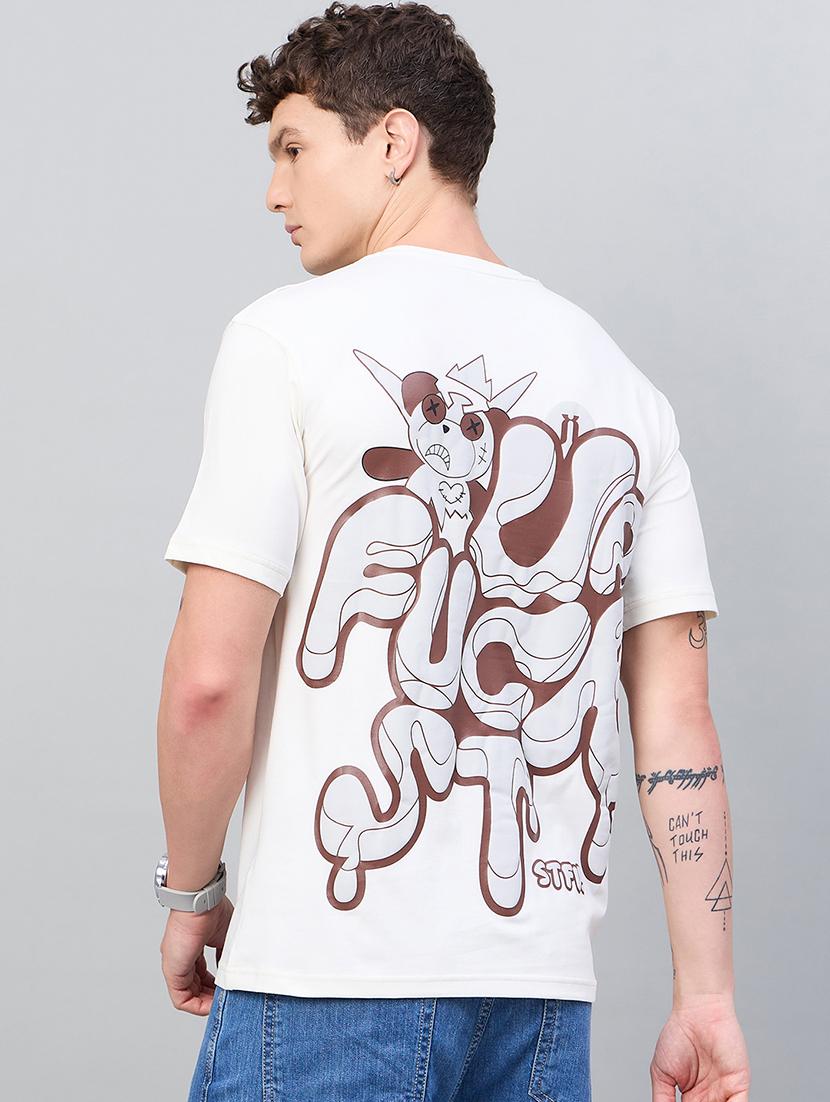 men front & back print round neck regular fit t-shirt