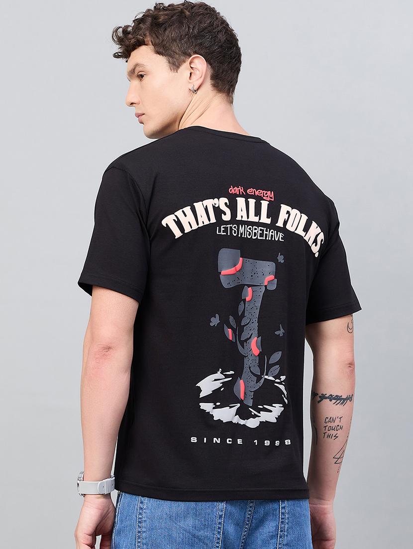 men front & back print round neck regular fit t-shirt