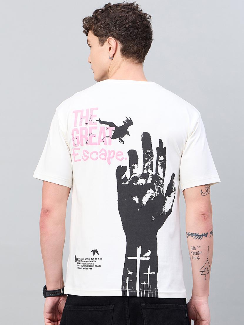 men front & back print round neck regular fit t-shirt