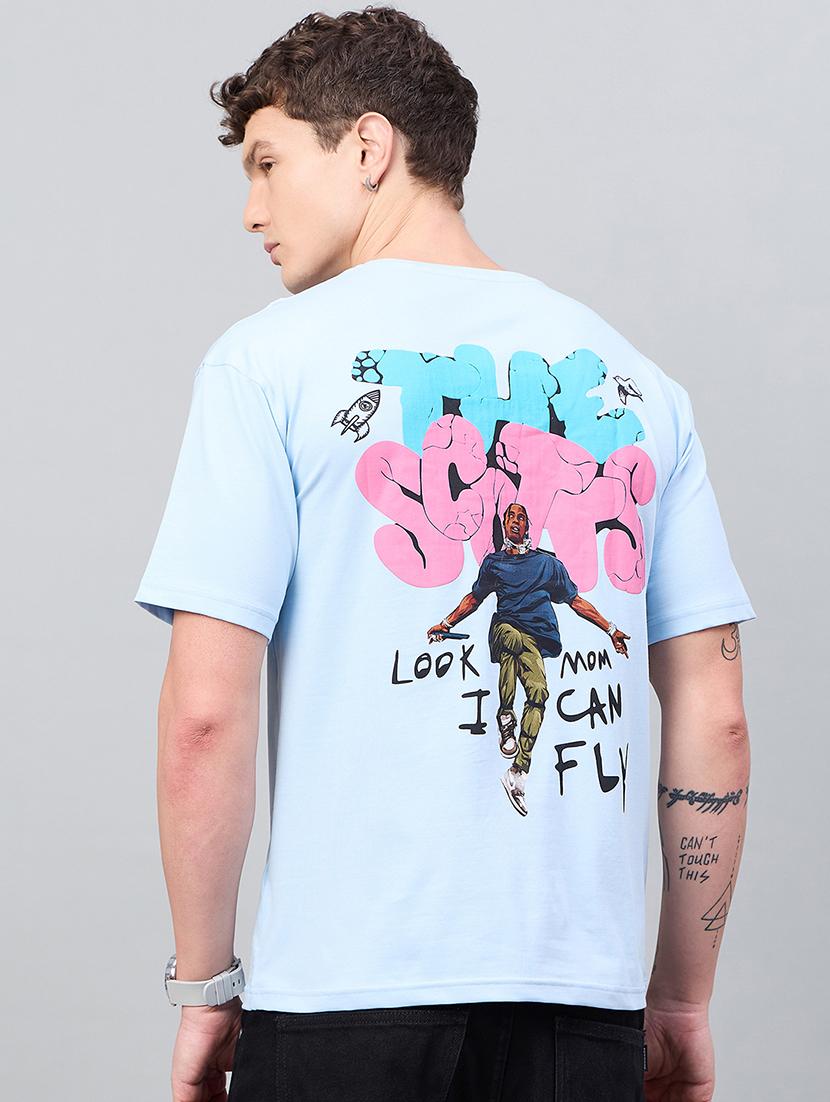 men front & back print round neck regular fit t-shirt