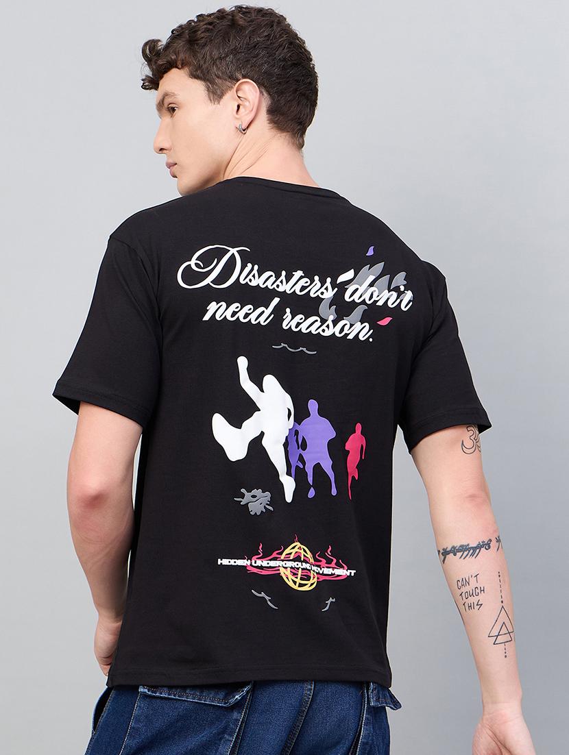 men front & back print round neck regular fit t-shirt