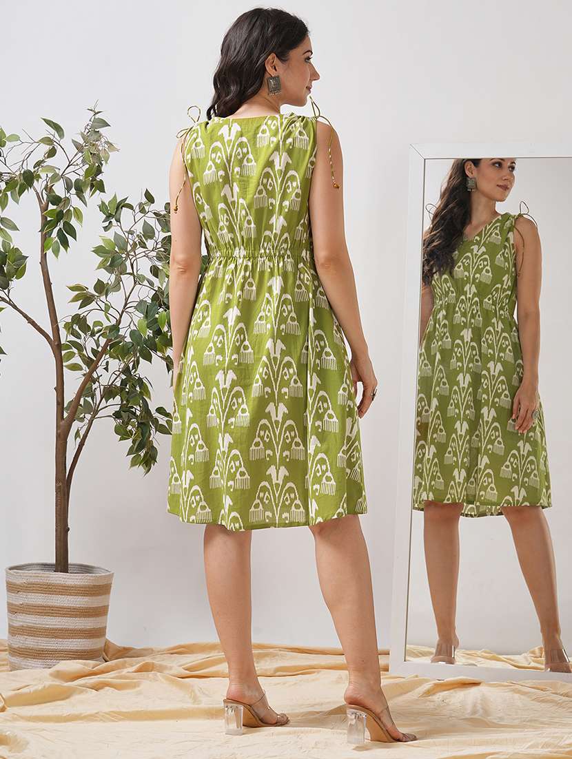 women pringted sleeveless a-line dress - 21997211 -  Standard Image - 3