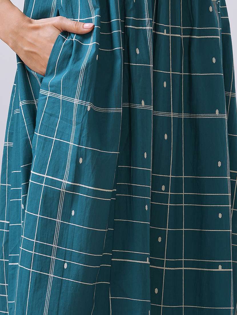 women checkered three quarter sleeve a-line kurta - 21997236 -  Standard Image - 5