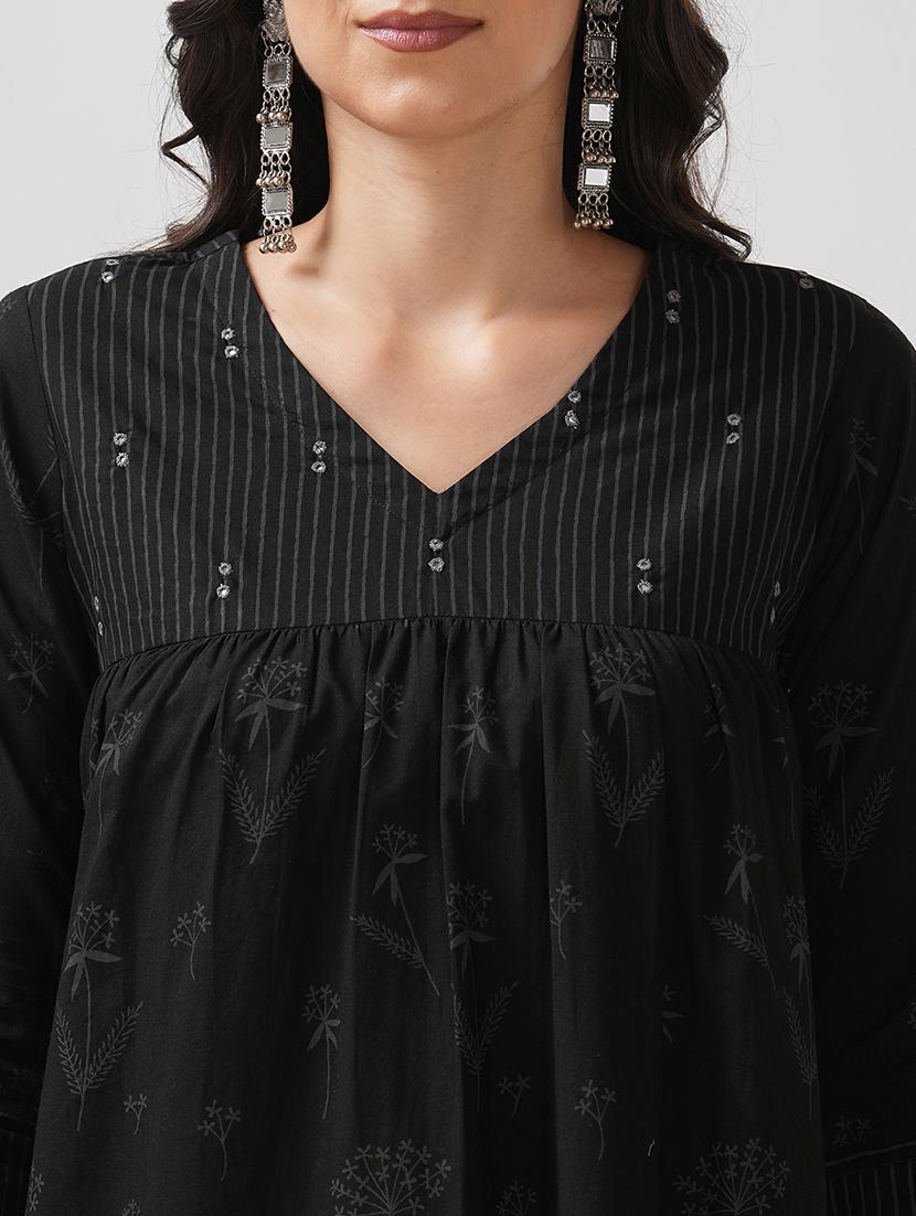 women printed three quarter sleeve a-line kurta - 21997244 - Standard Image - 5