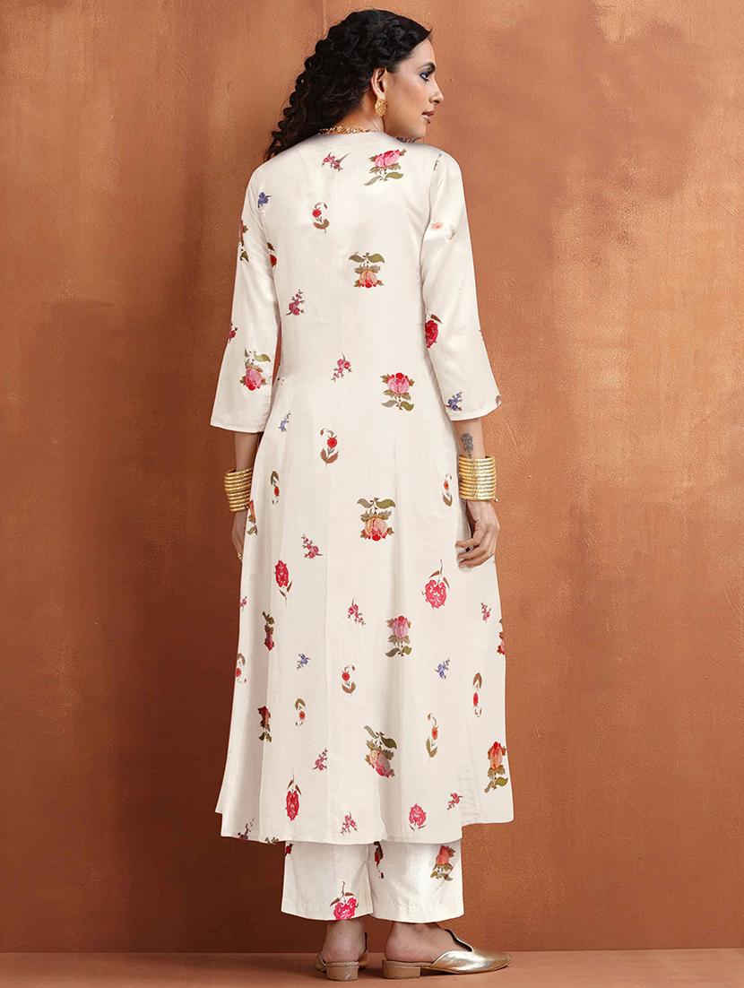 women floral print a-line kurta and palazzo set - 21997249 - Standard Image - 3