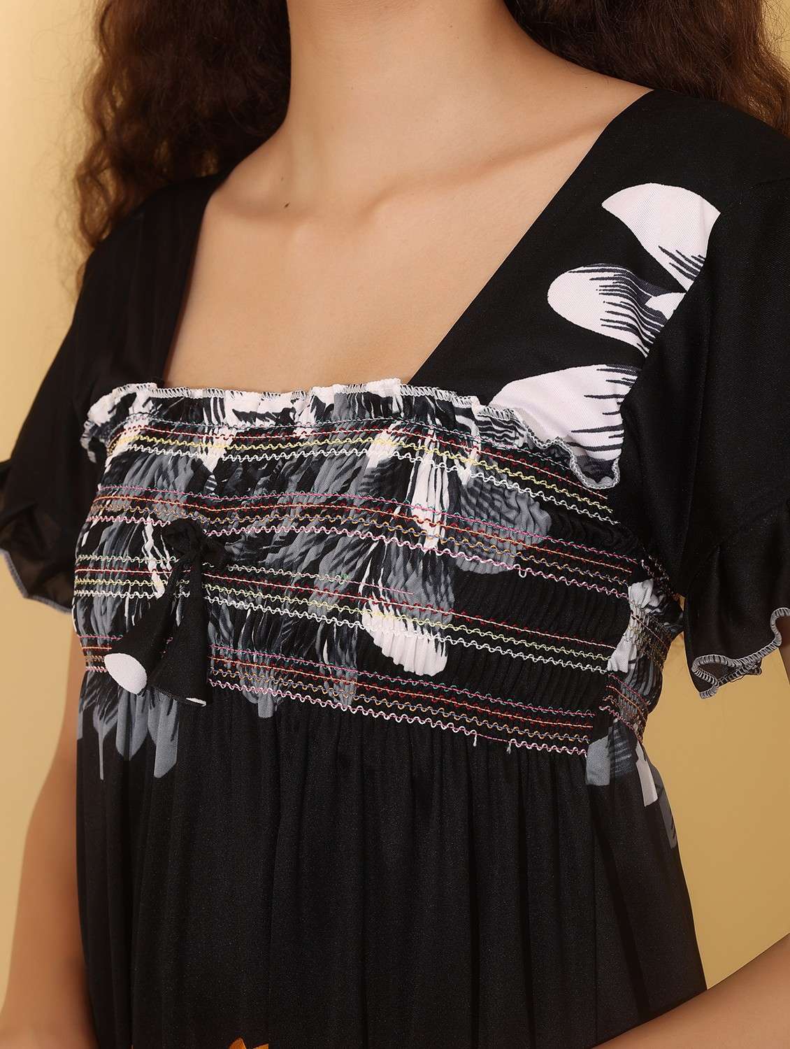 women floral print short sleeve nighty - 21997303 -  Standard Image - 5