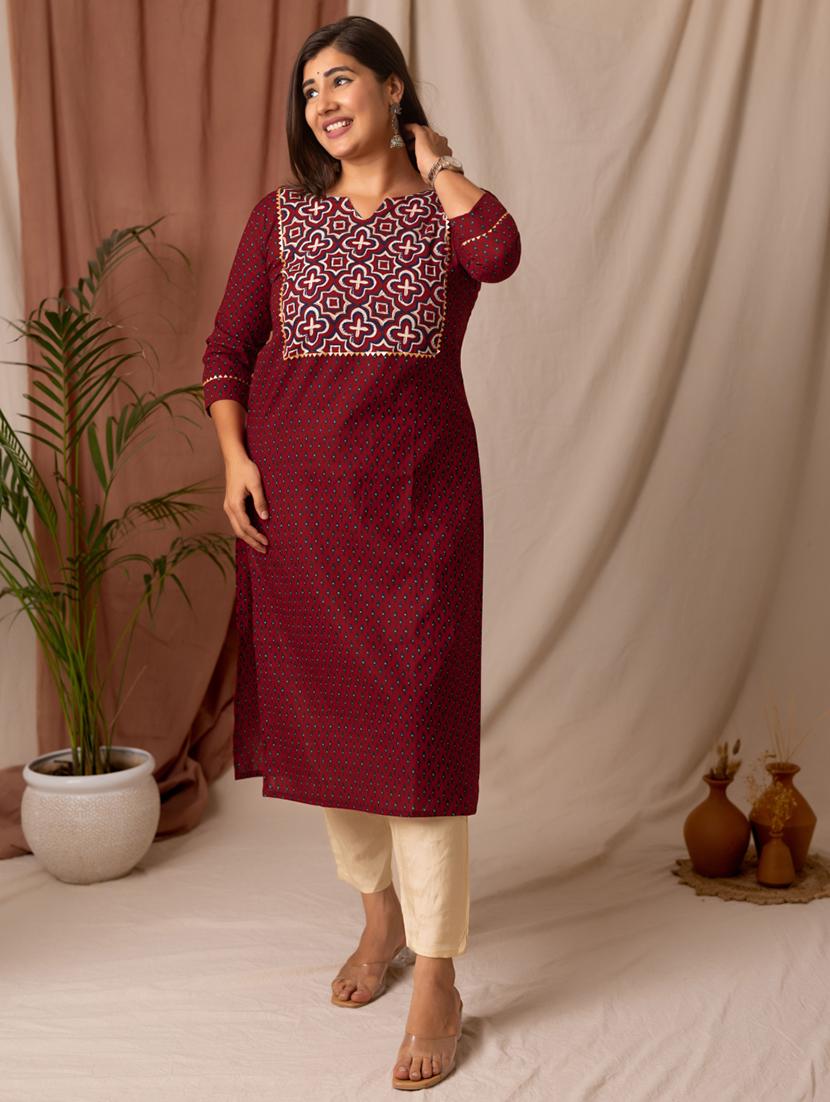 women printed three quarter sleeve straight kurta - 21997304 - Zoom Image - 0