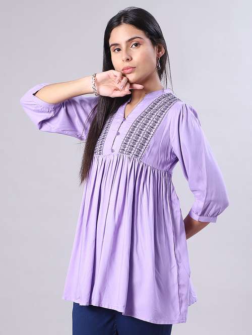 women printed three quarter sleeve kurti - 21997427 -  Standard Image - 0