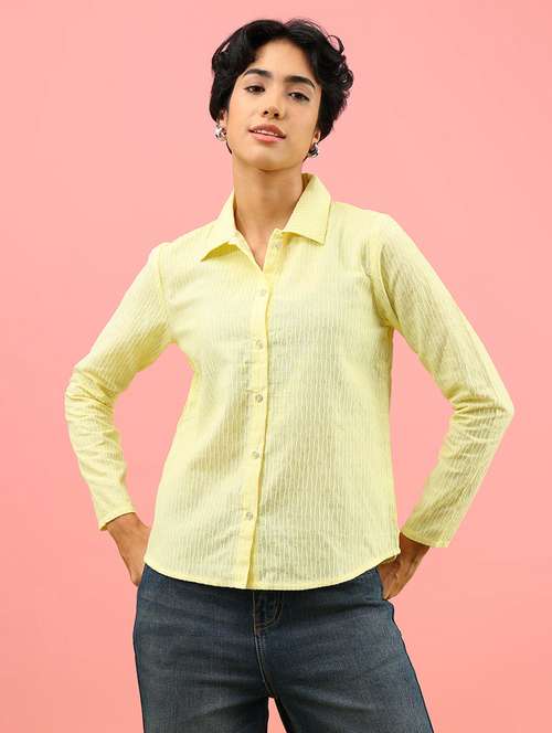 women solid collared long sleeve shirt - 21997496 -  Standard Image - 0