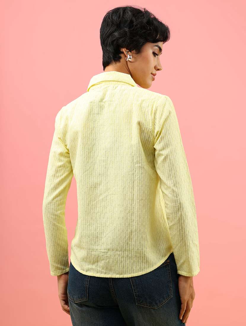 women solid collared long sleeve shirt - 21997496 -  Standard Image - 3