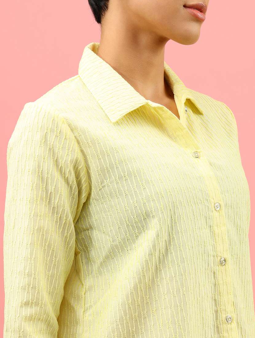 women solid collared long sleeve shirt - 21997496 -  Standard Image - 5