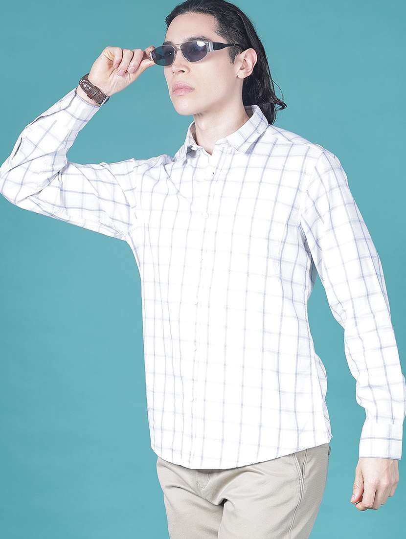 men checkered long sleeve regular fit casual shirt