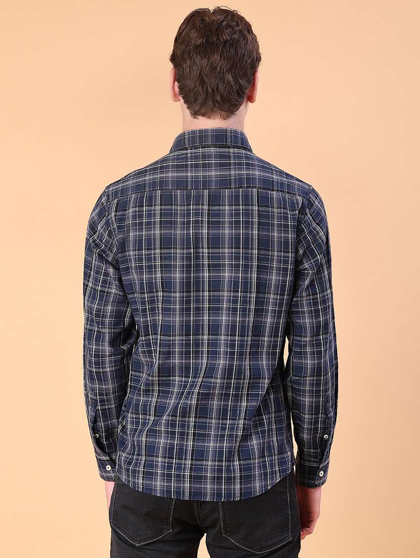 men checkered collared long sleeve shirt - 21997538 -  Standard Image - 3