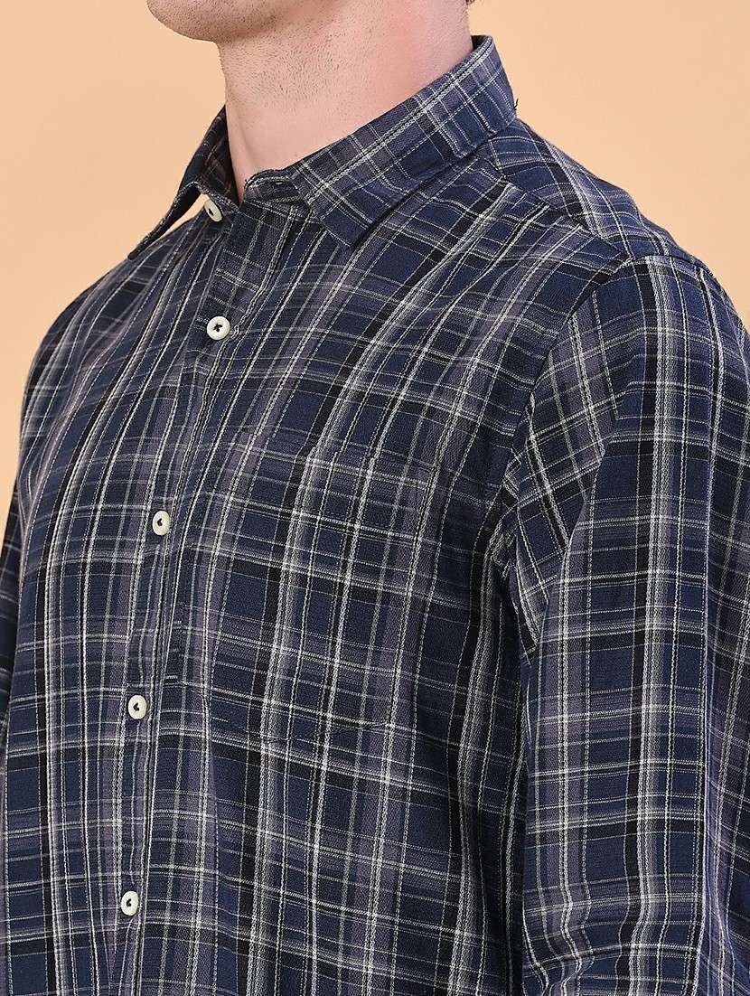 men checkered collared long sleeve shirt - 21997538 -  Standard Image - 5