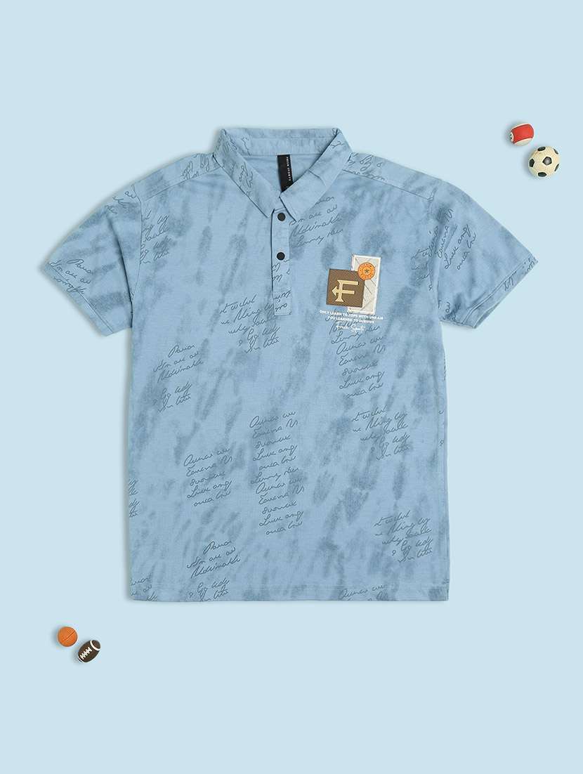 boys typography short sleeves polo t-shirt
