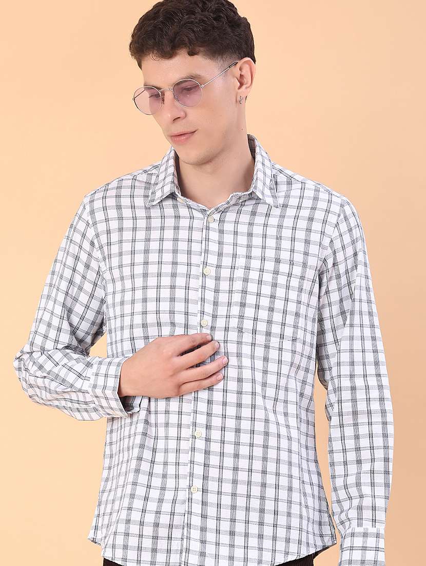 men checkered collared long sleeve shirt