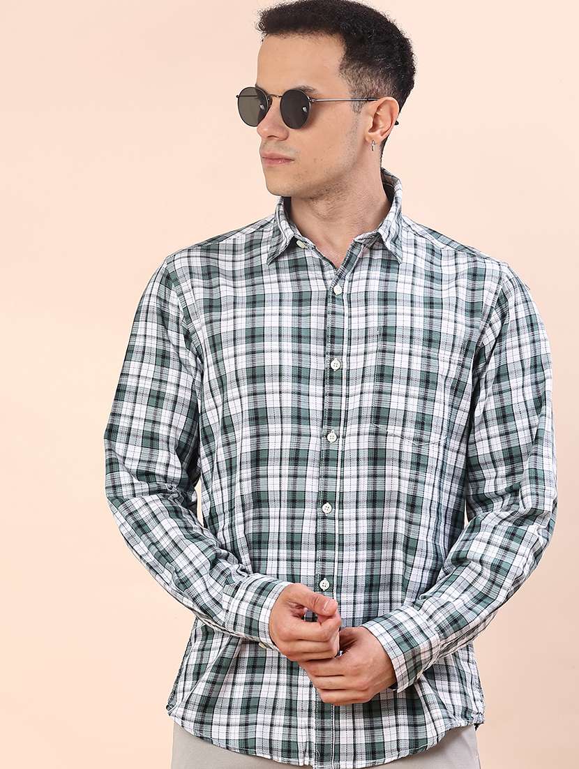 men checkered long sleeve regualr fit casual shirt