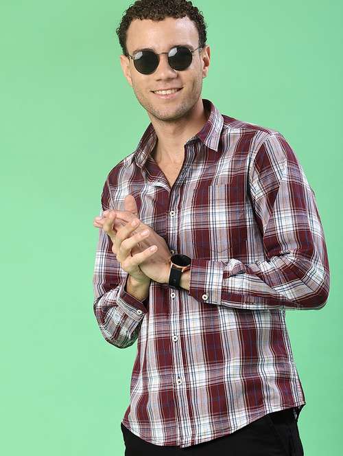 men checkered long sleeve regualr fit casual shirt - 21997568 -  Standard Image - 0