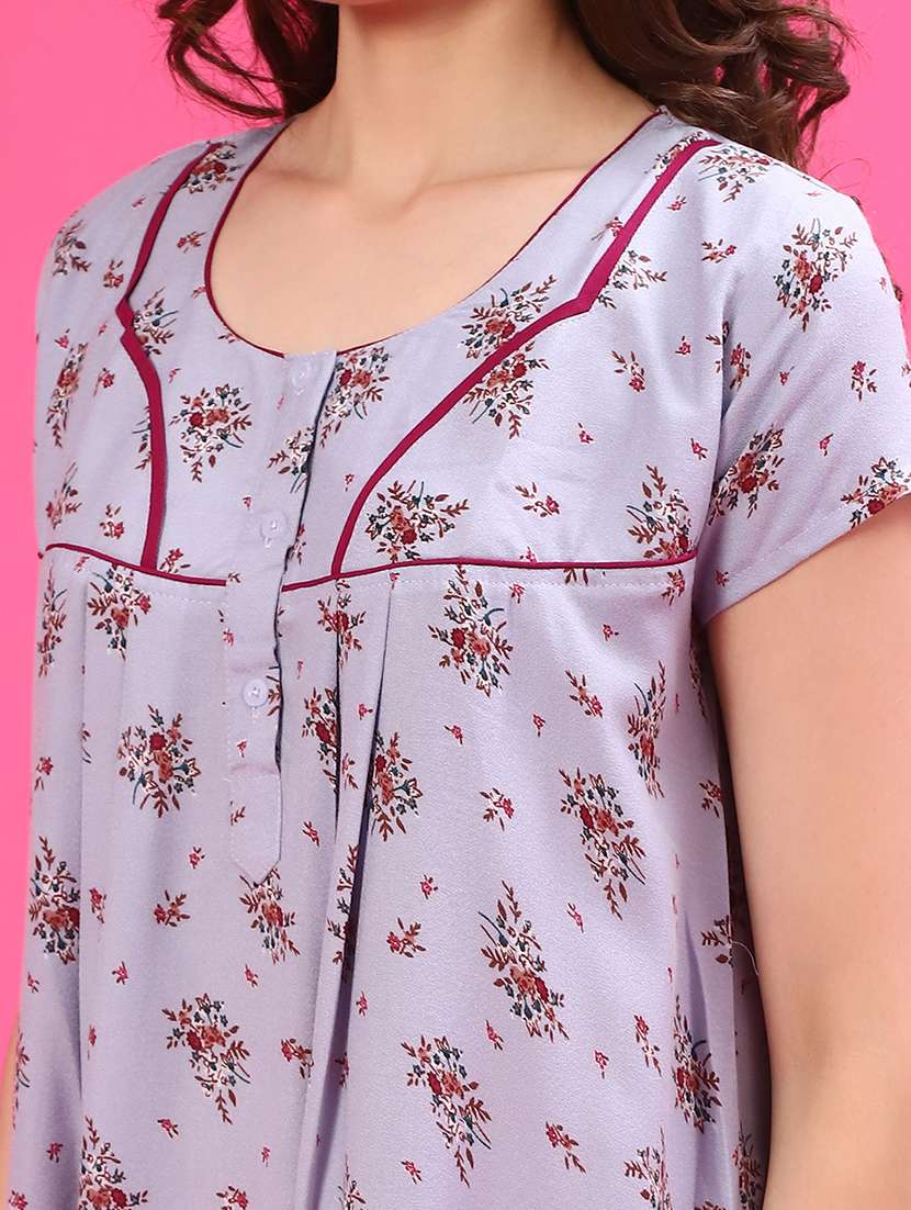 women printed short sleeve nighty - 21997571 -  Standard Image - 5
