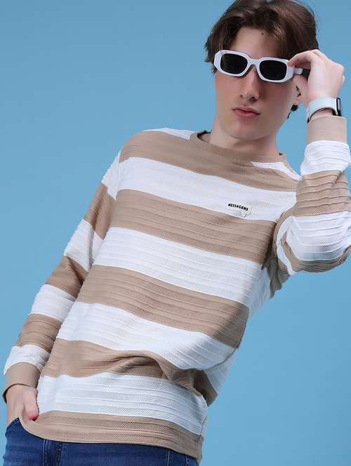 men stripes long sleeve slim fit t-shirt - 21997576 - Standard Image - 0