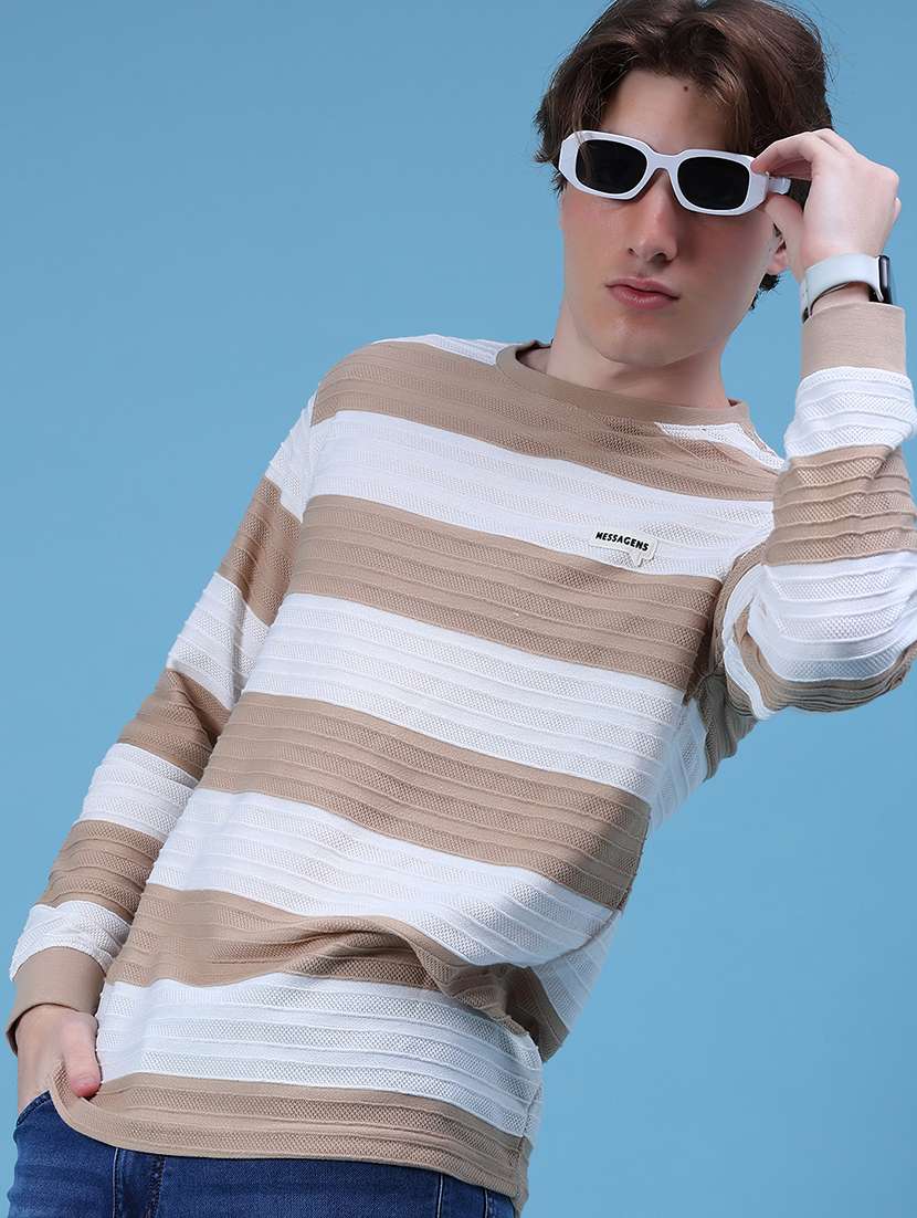 men stripes long sleeve slim fit t-shirt - 21997576 - Zoom Image - 0
