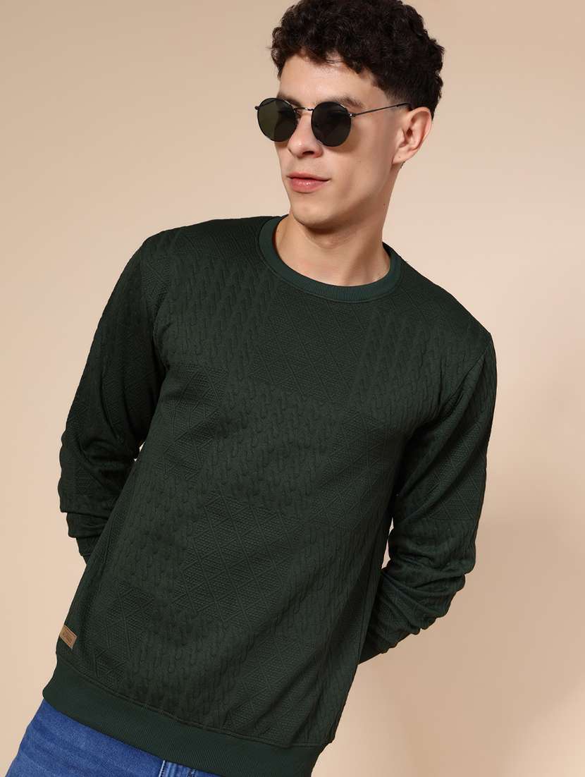 men self design long sleeve regular fit sweatshirt