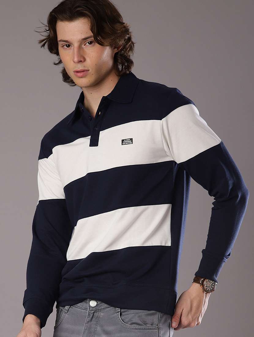 men color block long sleeve slim fit t-shirt  - 21997623 -  Zoom Image - 0