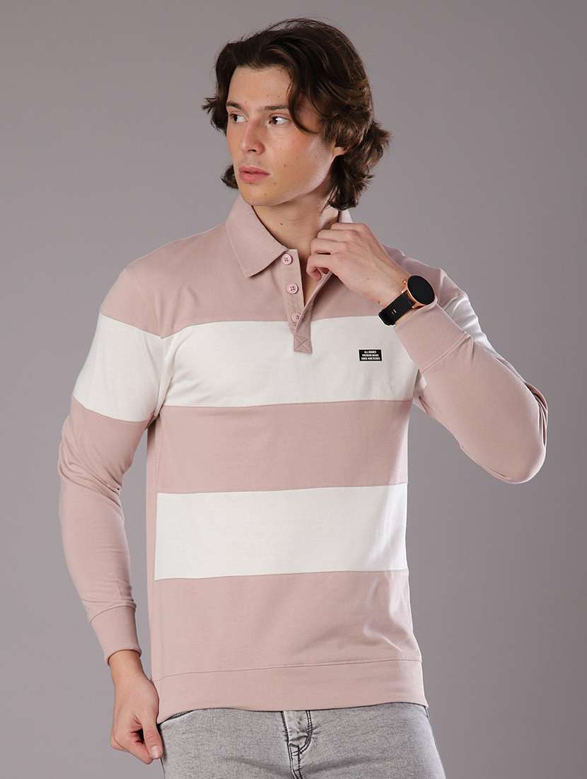 men color block long sleeve slim fit t-shirt 