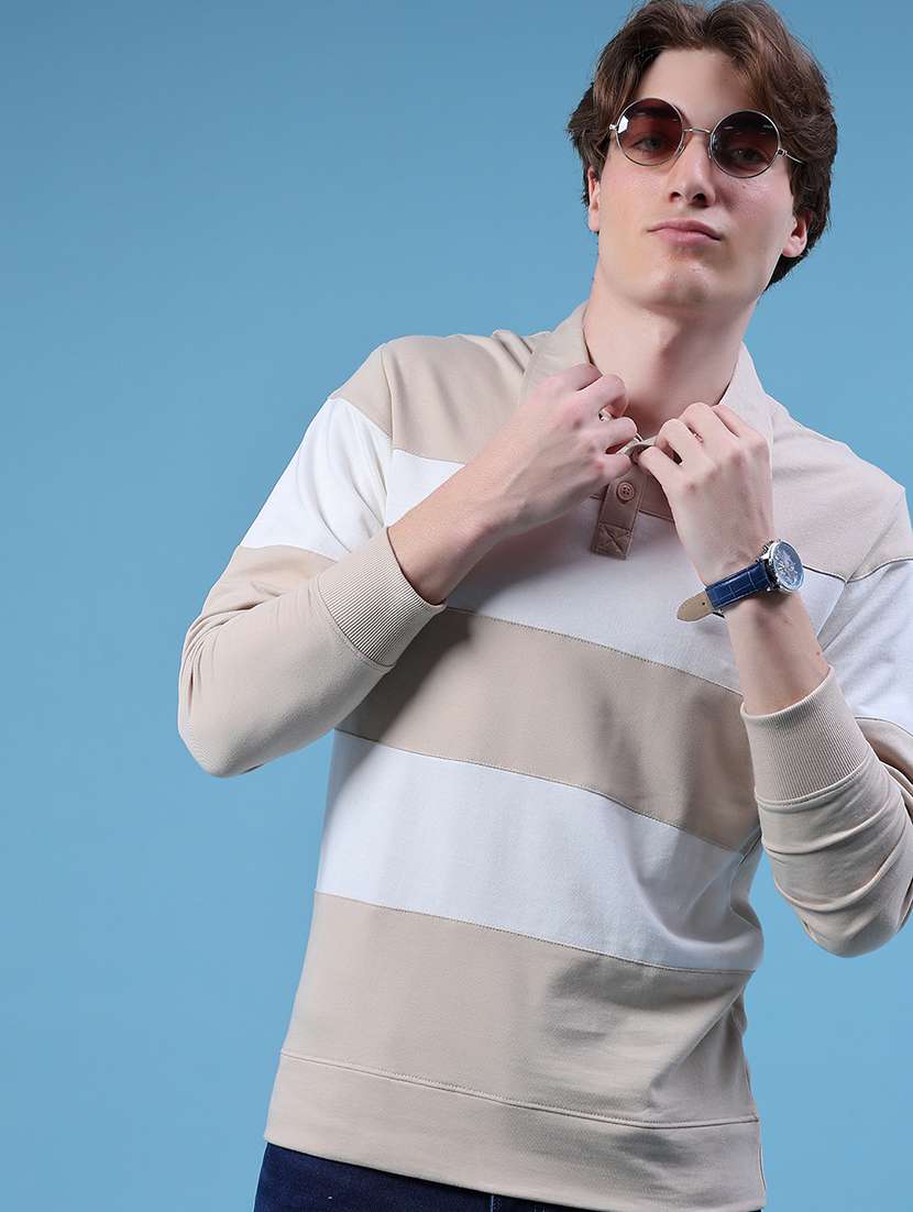 men color block long sleeve slim fit t-shirt 