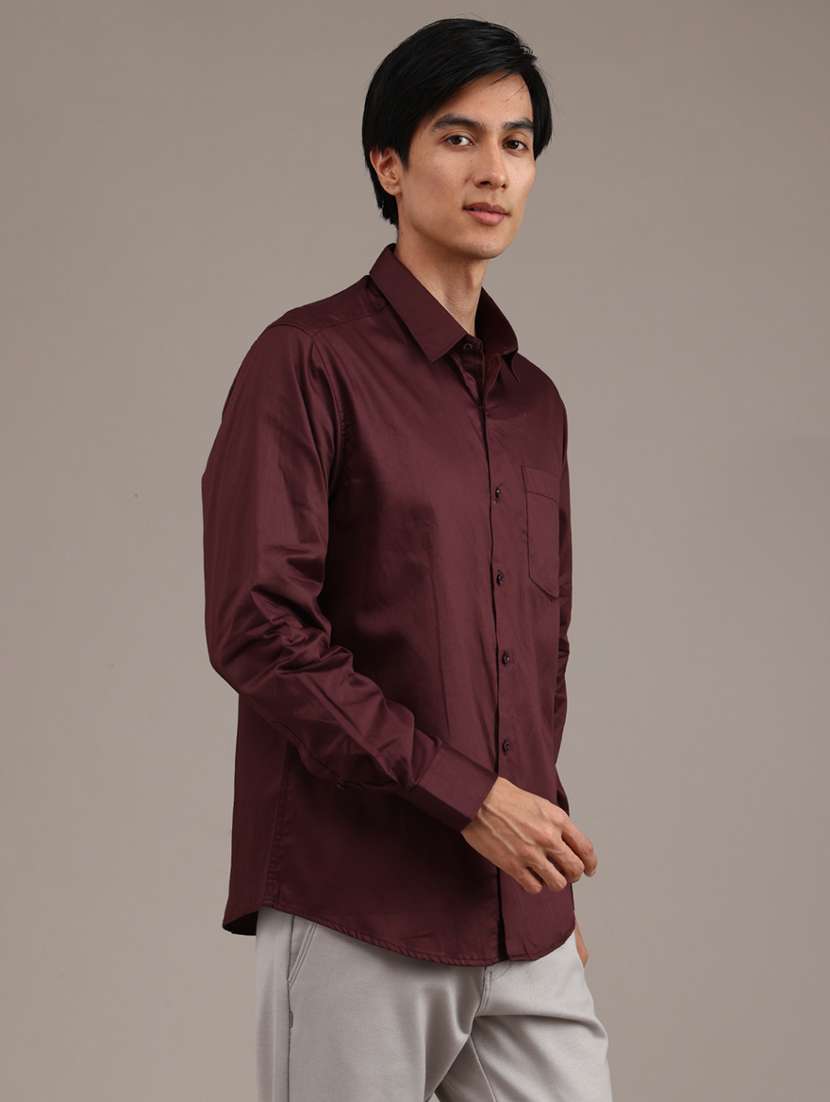 men solid long sleeve regular fit casual shirt - 21997640 -  Standard Image - 3