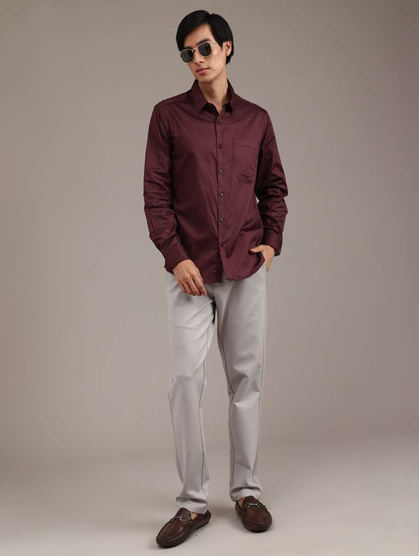 men solid long sleeve regular fit casual shirt - 21997640 -  Standard Image - 5
