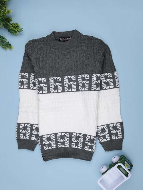 boys self design long sleeve pullover sweater - 21997648 -  Standard Image - 0