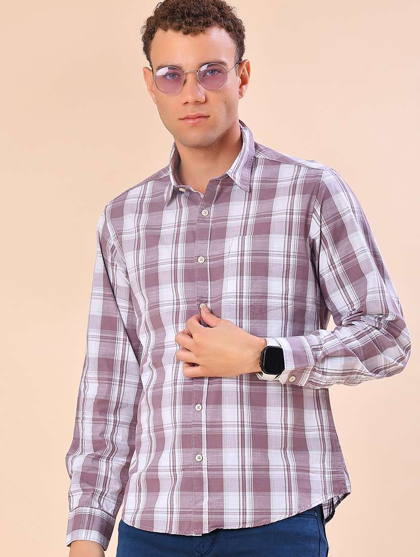 men checkered long sleeve regular fit casual shirt