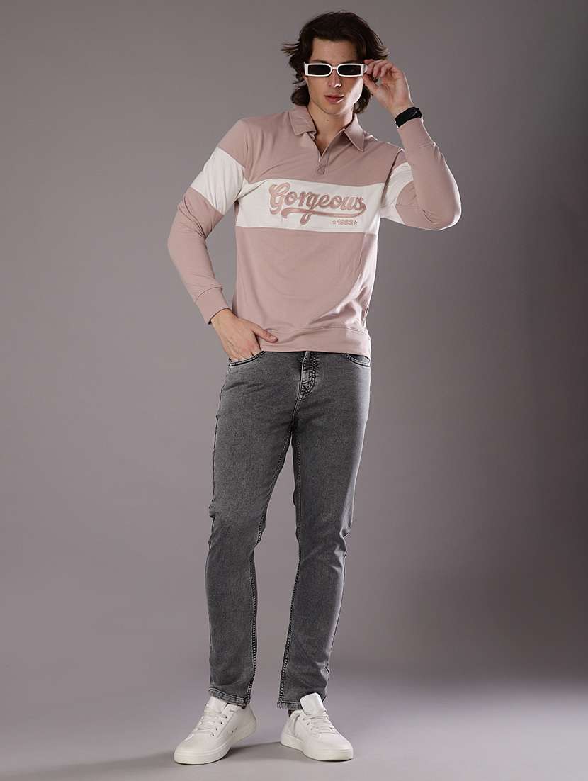 men chest print long sleeve slim fit polo t-shirt  - 21997681 -  Standard Image - 3