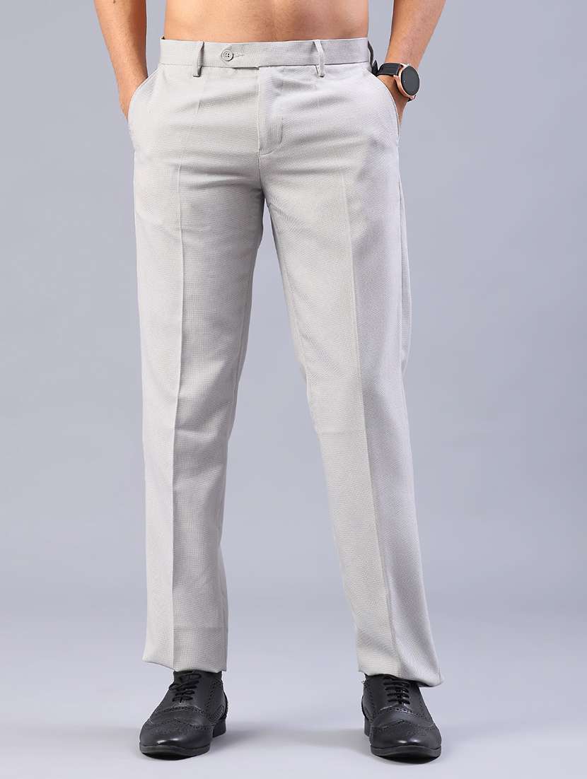 men solid mid rise flat front formal trouser