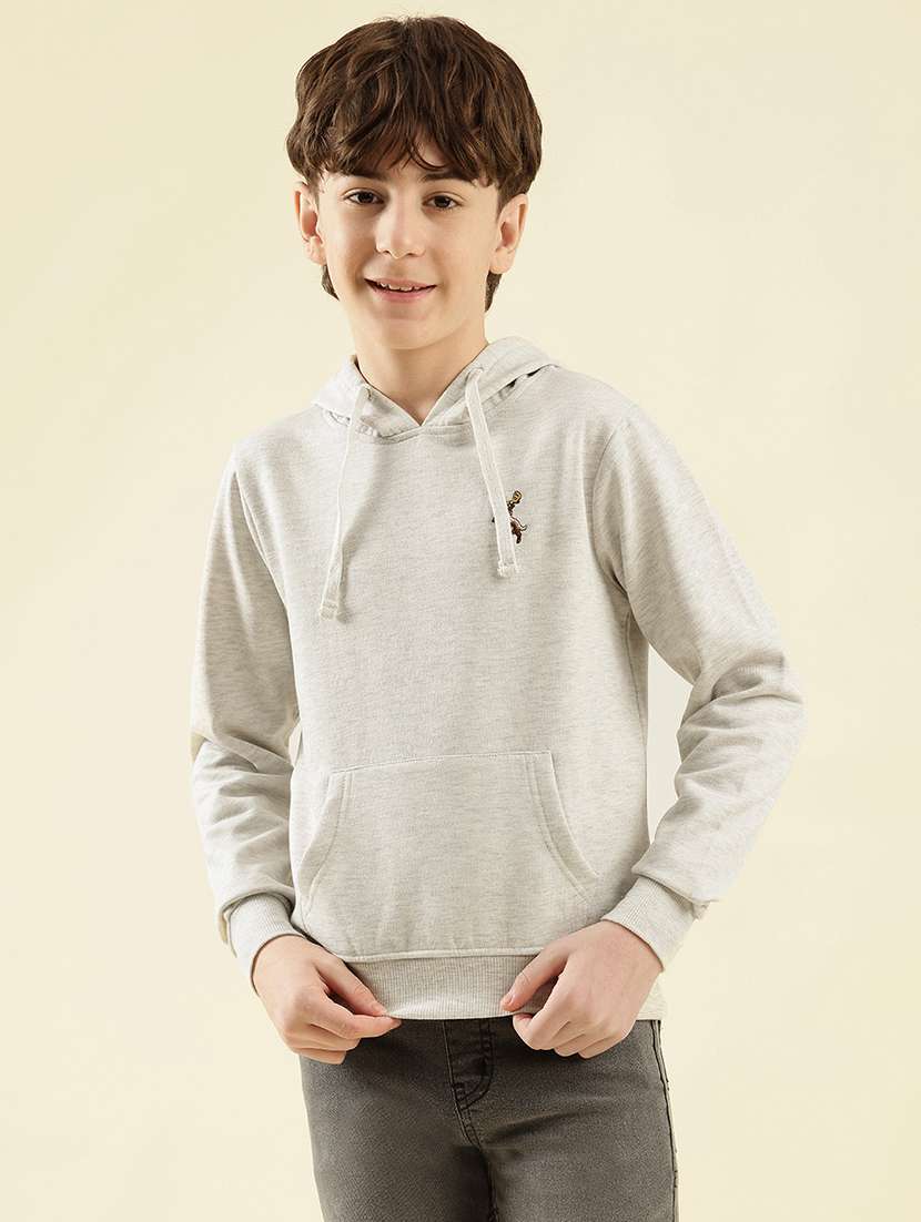 boys solid long sleeve hooded sweatshirt - 21997803 -  Zoom Image - 0