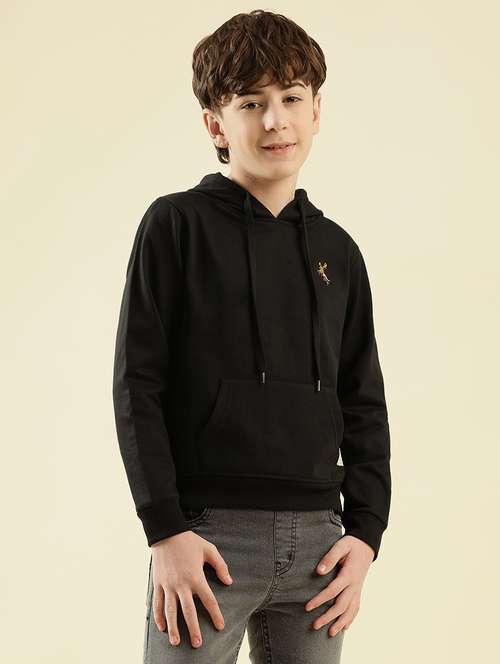 boys solid long sleeve hooded sweatshirt - 21997804 -  Standard Image - 0
