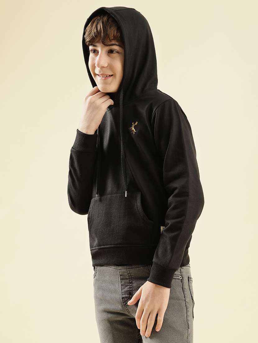 boys solid long sleeve hooded sweatshirt - 21997804 -  Standard Image - 3