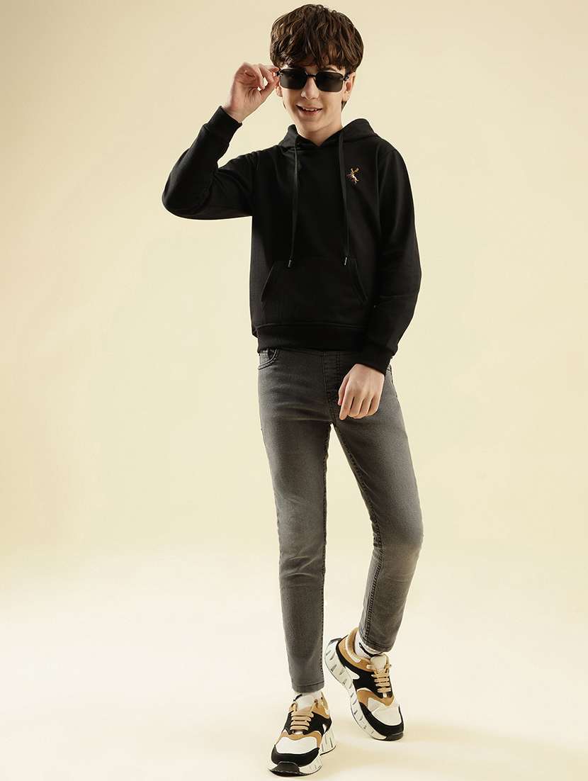 boys solid long sleeve hooded sweatshirt - 21997804 -  Standard Image - 5