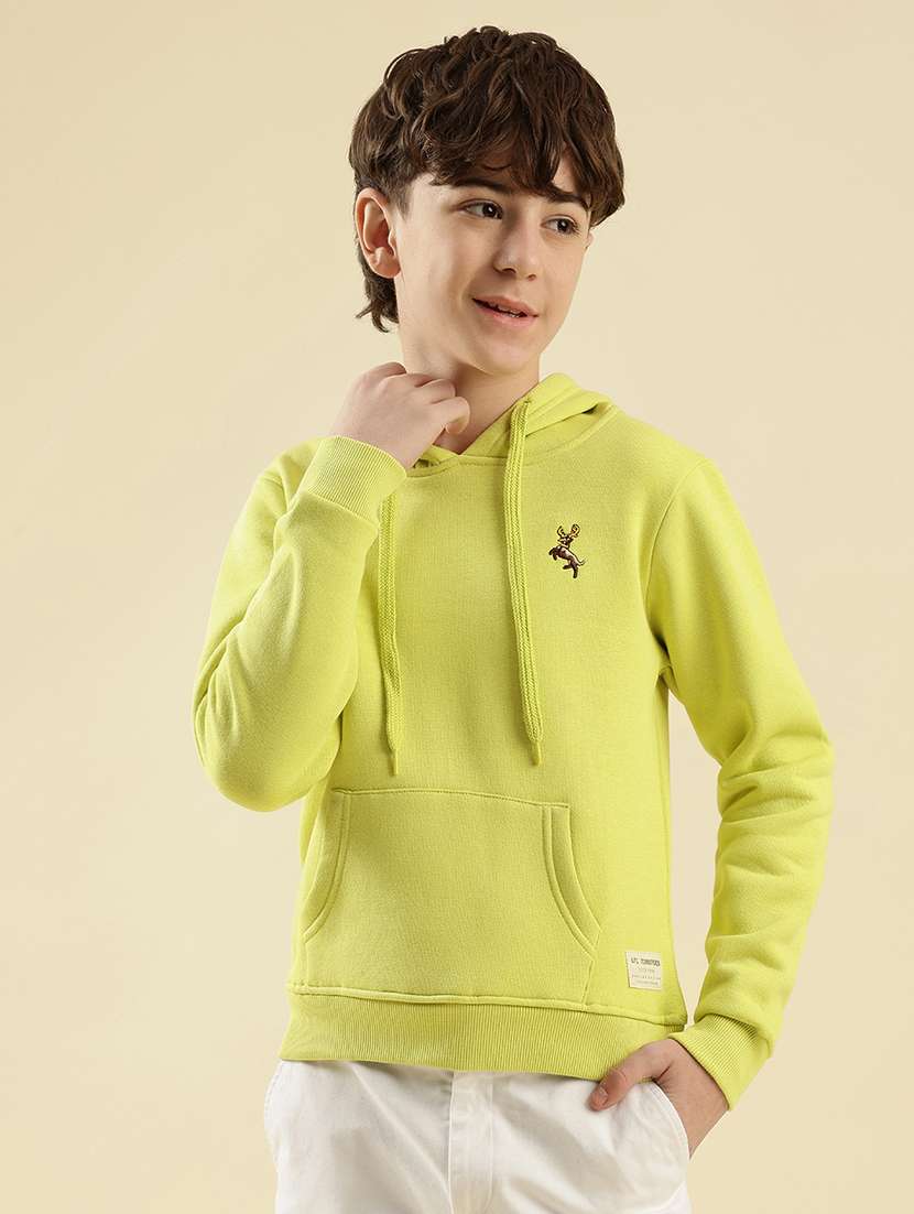 boys solid long sleeve hooded sweatshirt - 21997805 -  Zoom Image - 0