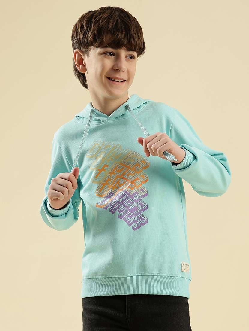 boys printed long sleeve  hooded sweatshirt