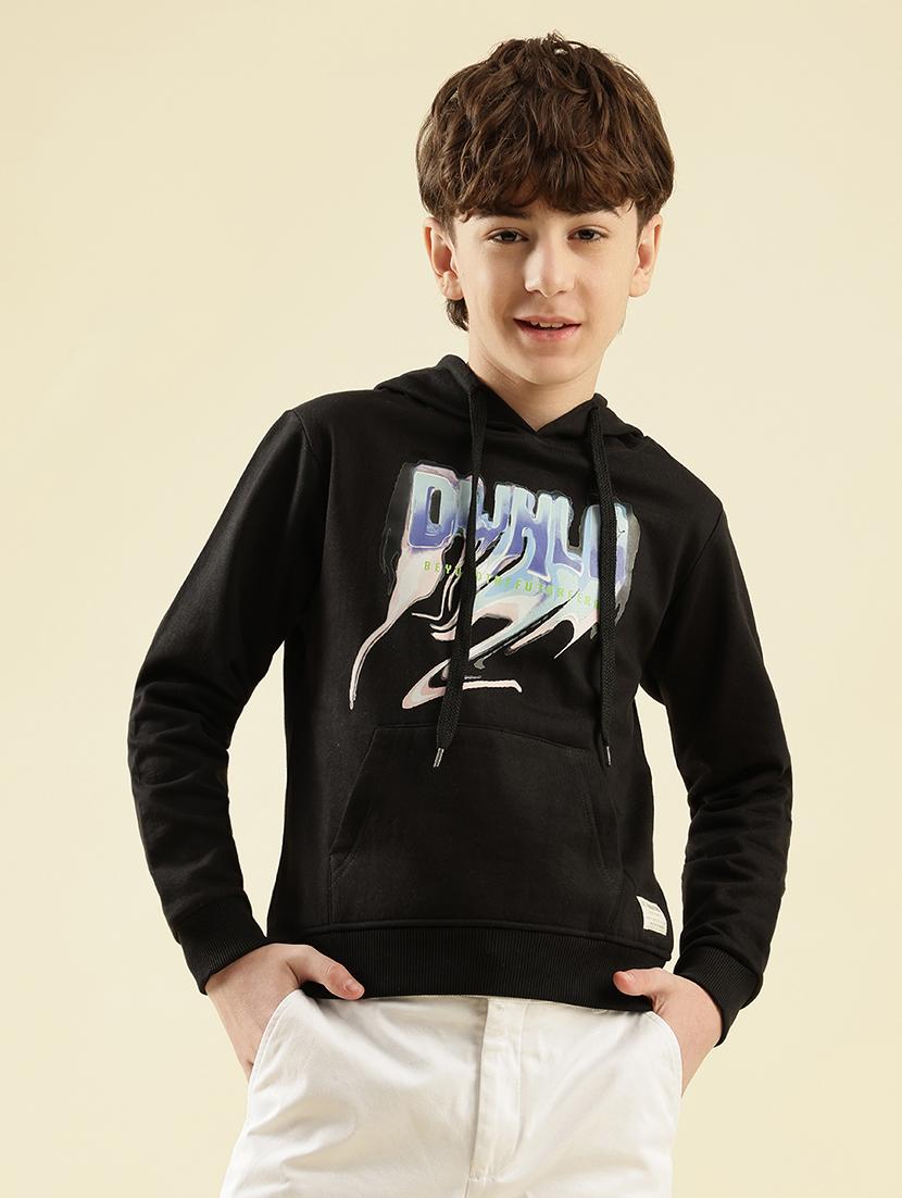 boys printed long sleeve hooded sweatshirt